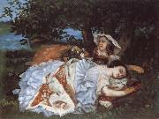 Gustave Courbet Young Ladies on the Bank of the Seine oil